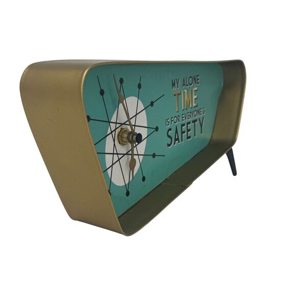 Retro Metal Desk Clock My Alone Time Is For Everyone's Safety Cracker Barrel 9" - Picture 5 of 14